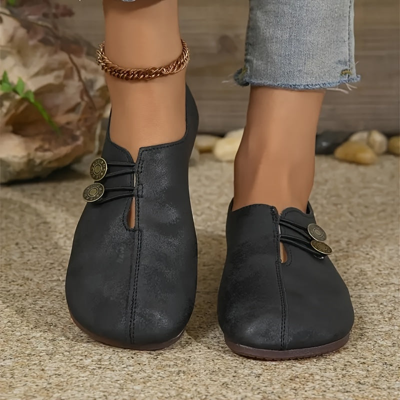 Women's Vintage Comfort Flats – Wide Fit Slip-On Everyday Shoes