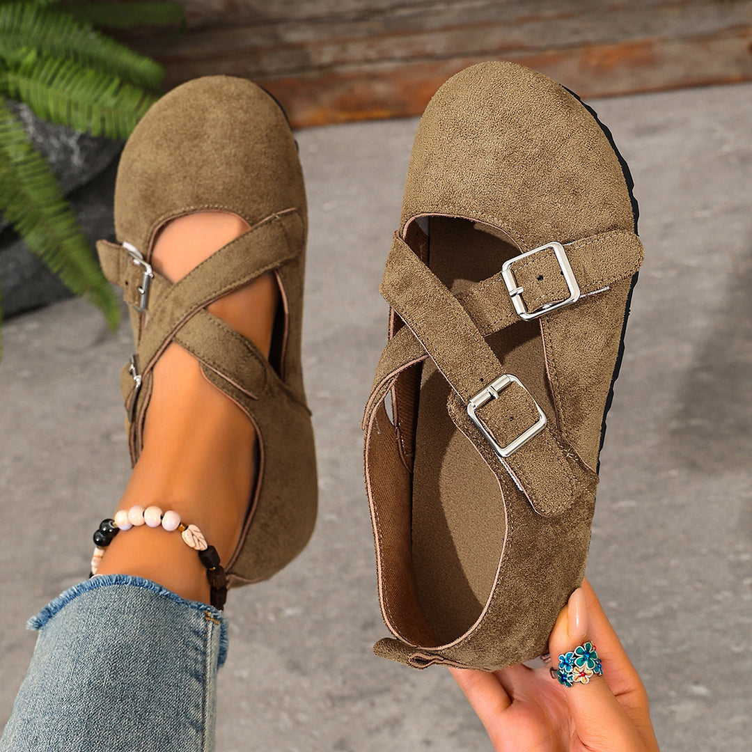 Women's Vintage Cross-Strap Comfort Flats