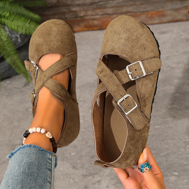 Women's Vintage Cross-Strap Comfort Flats