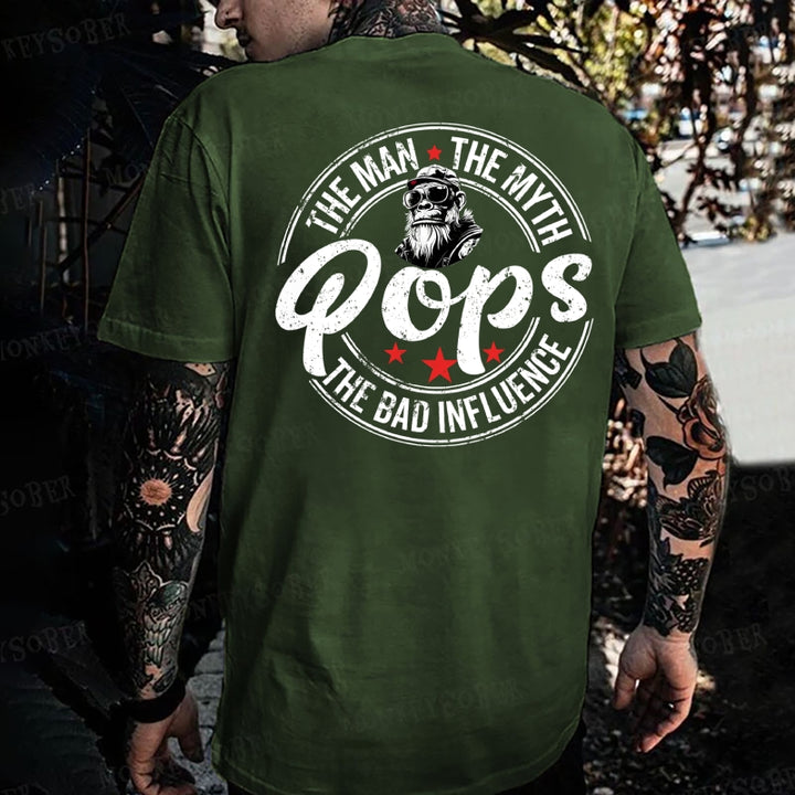 Pops The Man The Myth The Bad Influence Monkey T-shirt