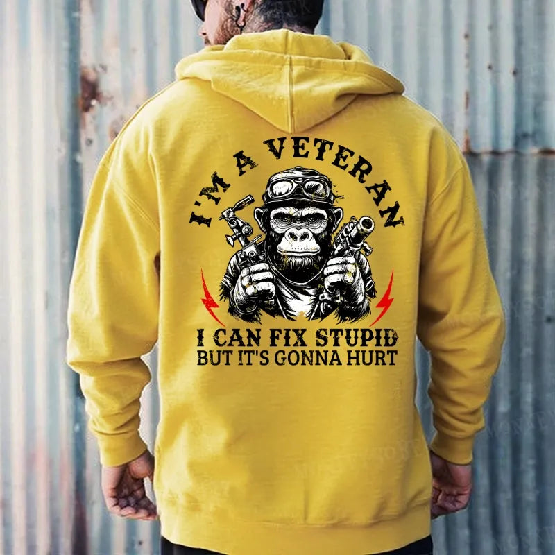 I'm A Veteran I Can Fix Stupid But It's Gonna Hurt Monkey Hoodies