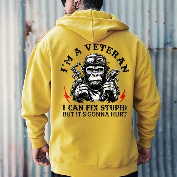 I'm A Veteran I Can Fix Stupid But It's Gonna Hurt Monkey Hoodies