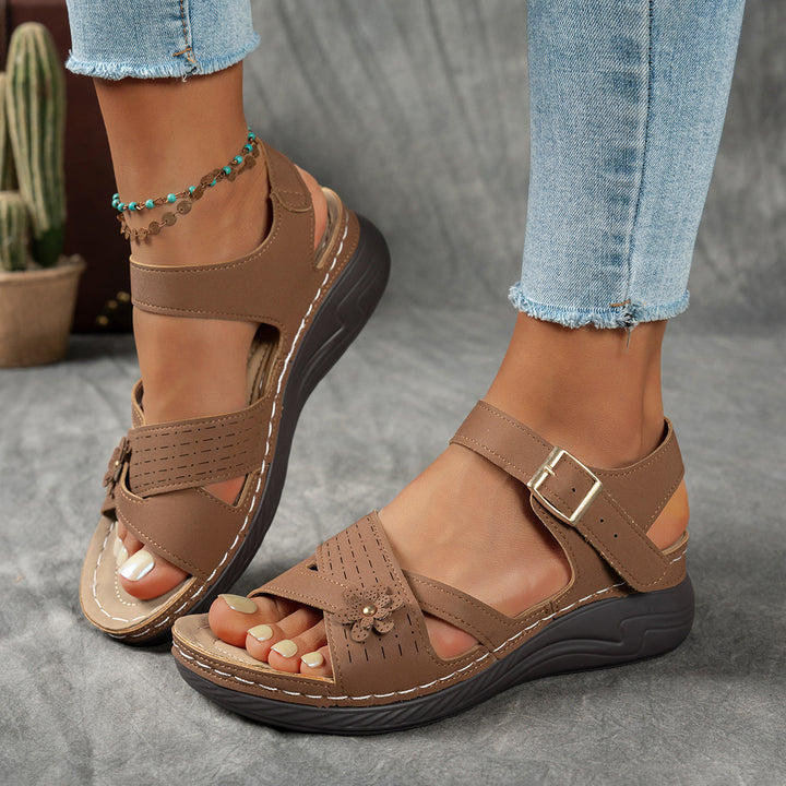 Women's Floral Wedge Sandals– Lightweight Summer  Walking Sandals