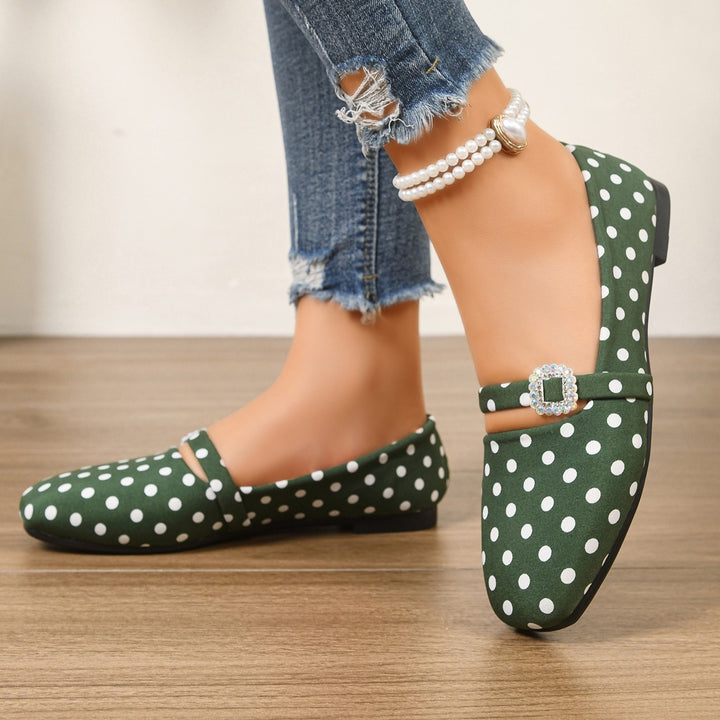 Women's Vintage Polka Dot Mary Jane Flats – Satin Comfort Strap Shoes