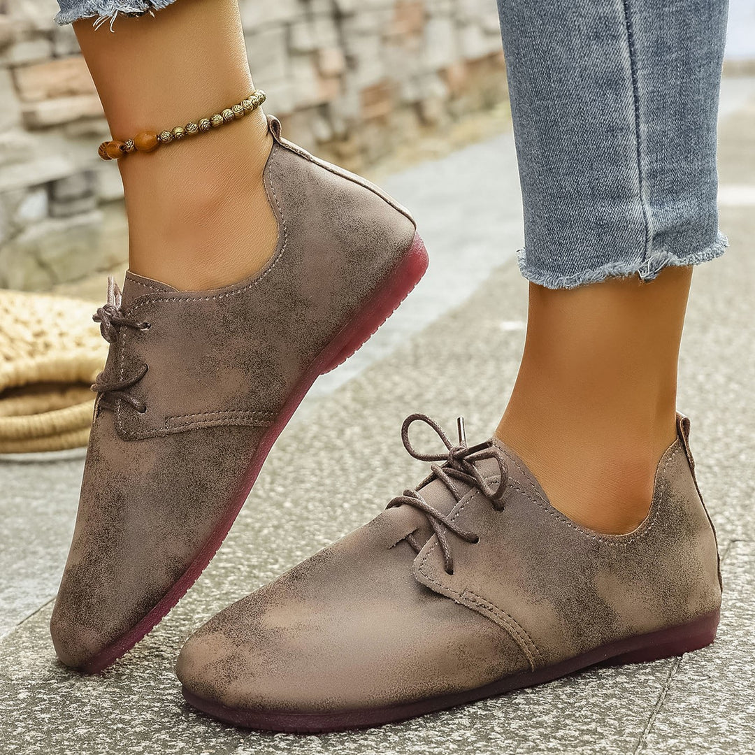 Women's Vintage Bow Lace-Up Flats