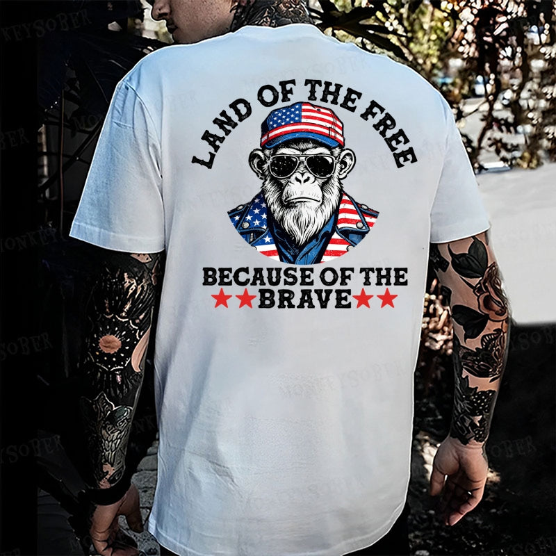 Land Of The Free Because Of The Brave Monkey T-shirt