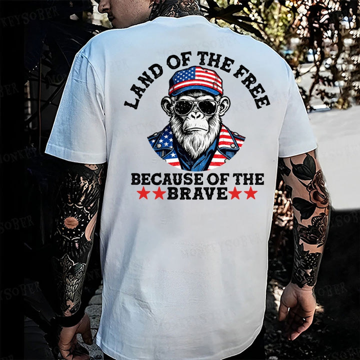 Land Of The Free Because Of The Brave Monkey T-shirt