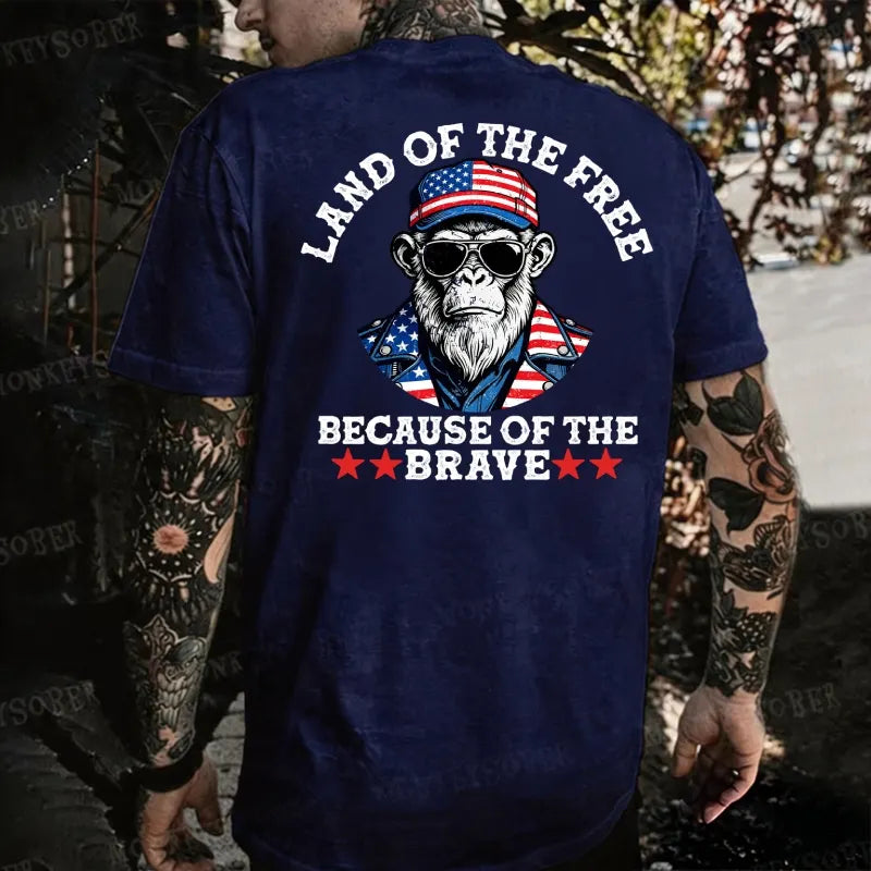 Land Of The Free Because Of The Brave Monkey T-shirt