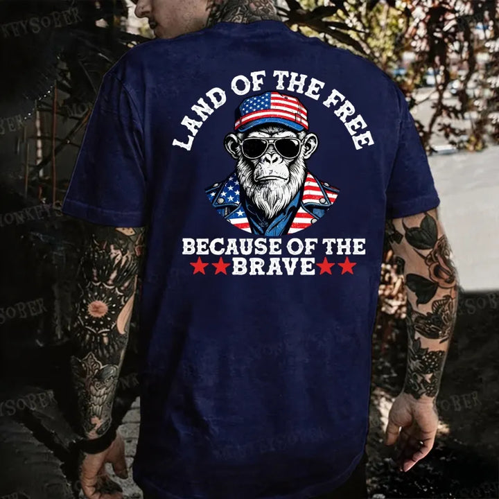 Land Of The Free Because Of The Brave Monkey T-shirt