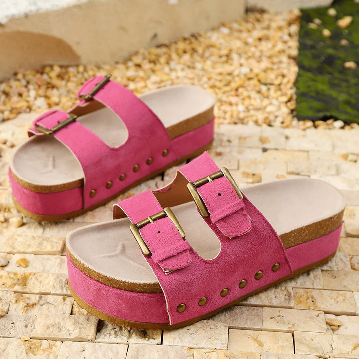 Women's Soft Suede Comfort Sandals –Comfortable Wedge Summer Slippers