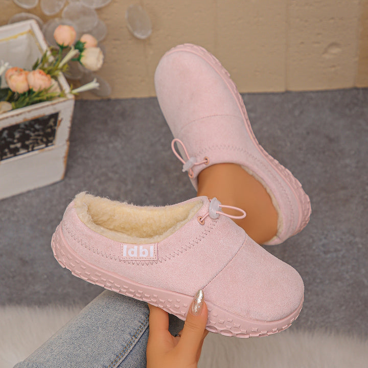 Women's Warm Plush-Lined Mules – Comfortable Non-Slip Shoes for Fall & Winter
