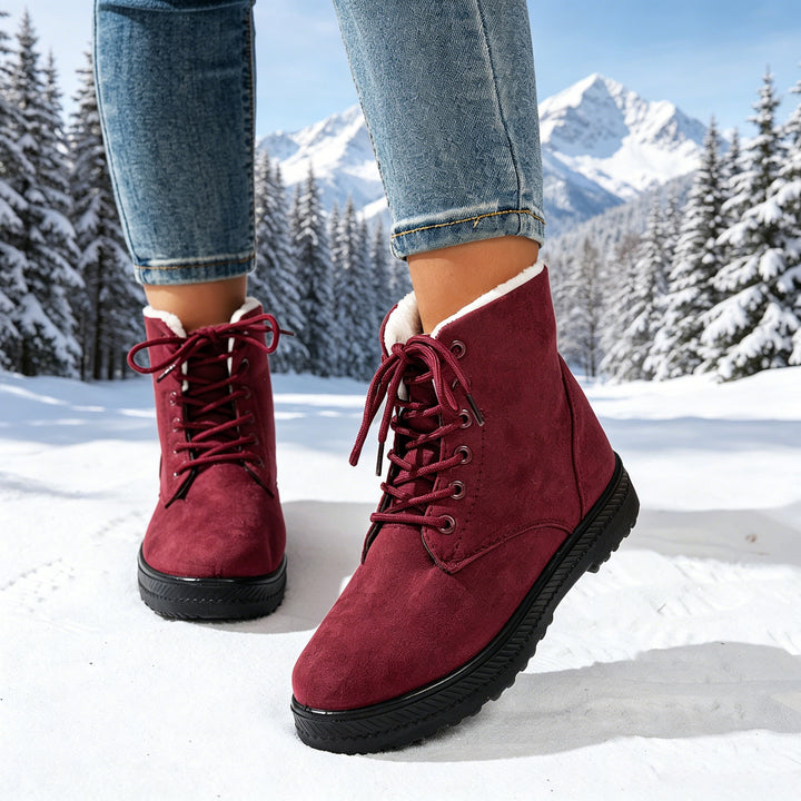 Women's Warm Lace-Up Boots – Lightweight Non-Slip Outdoor Winter Shoes