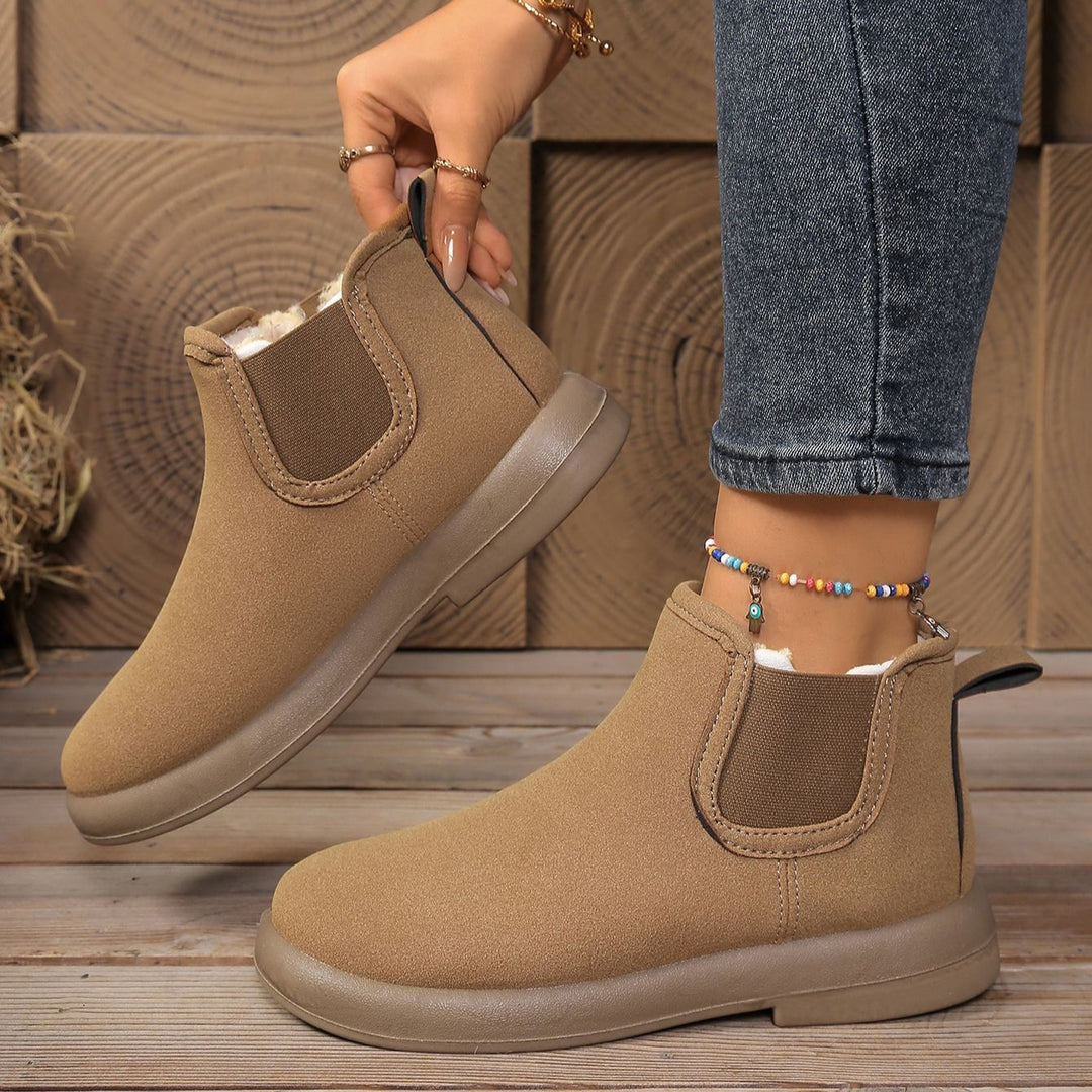 Women's Warm Winter Ankle Boots – Fleece-Lined Flat Boots with Non-Slip Sole