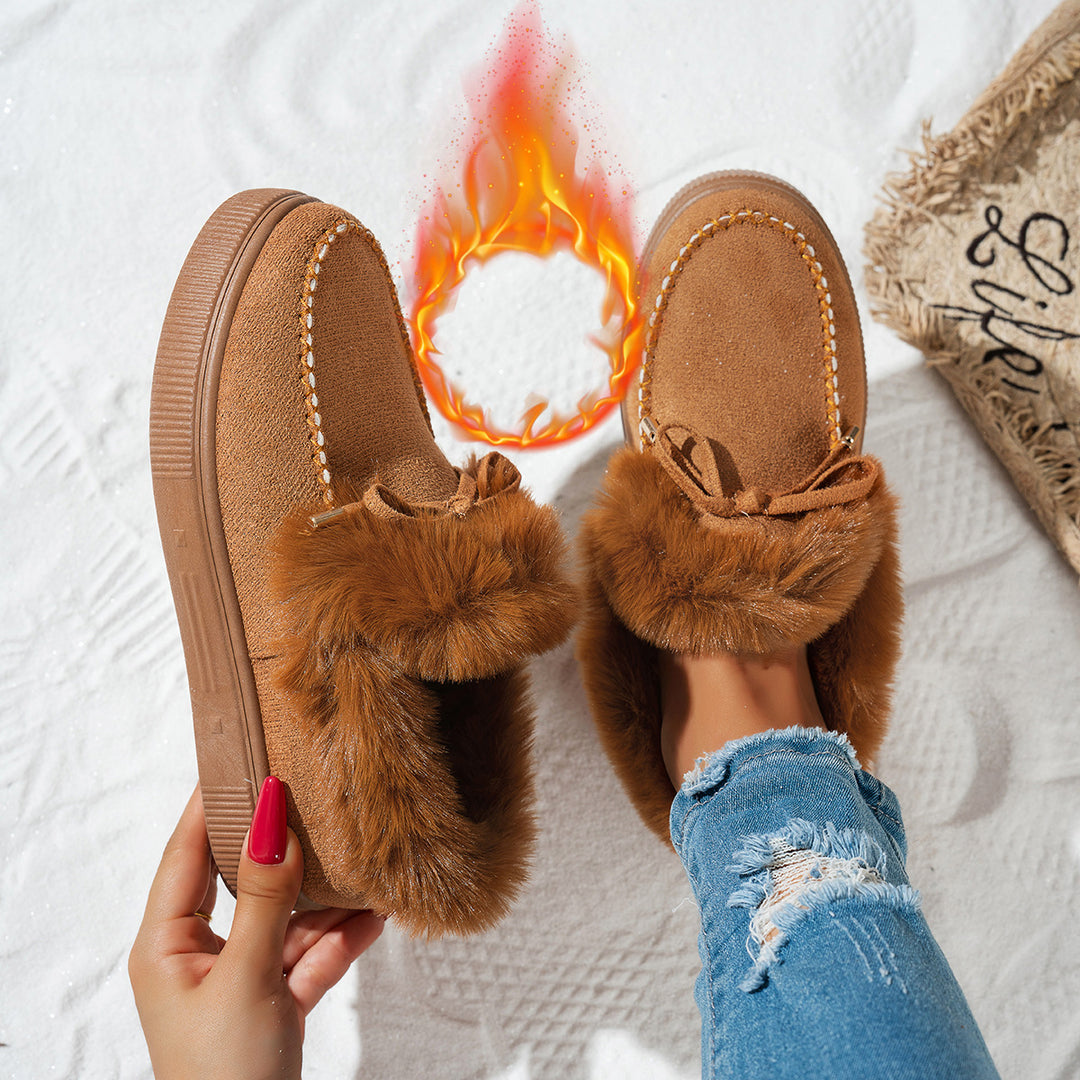 Women's Furry Winter Ankle Boots – Warm Cozy-Lined Lightweight Boots for Cold Weather
