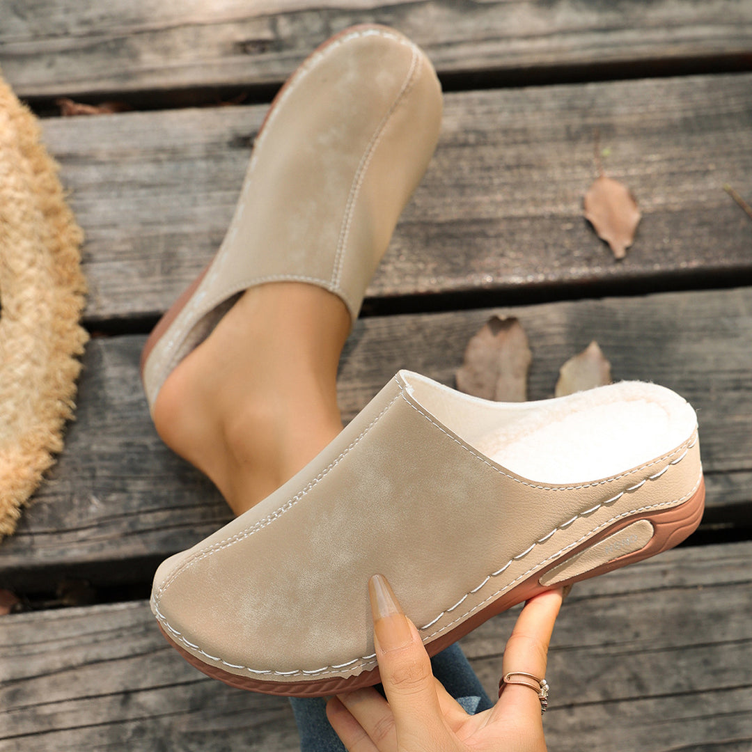 Women's Winter Comfort Mules – Warm Plush-Lined Shoes with a Supportive Non-Slip Sole