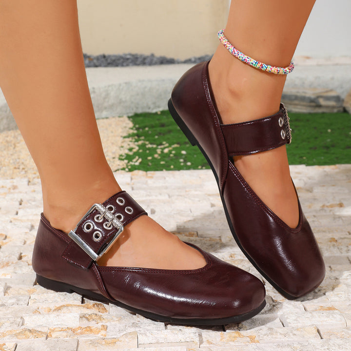 Women's Vintage Mary Jane Flats – Comfortable Round-Toe Shoes with Adjustable Buckle