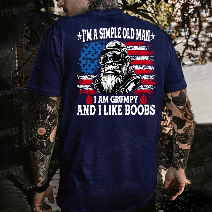 I'm A Simple Old Man I Am Grumpy And I Like Boobs Monkey T-shirt