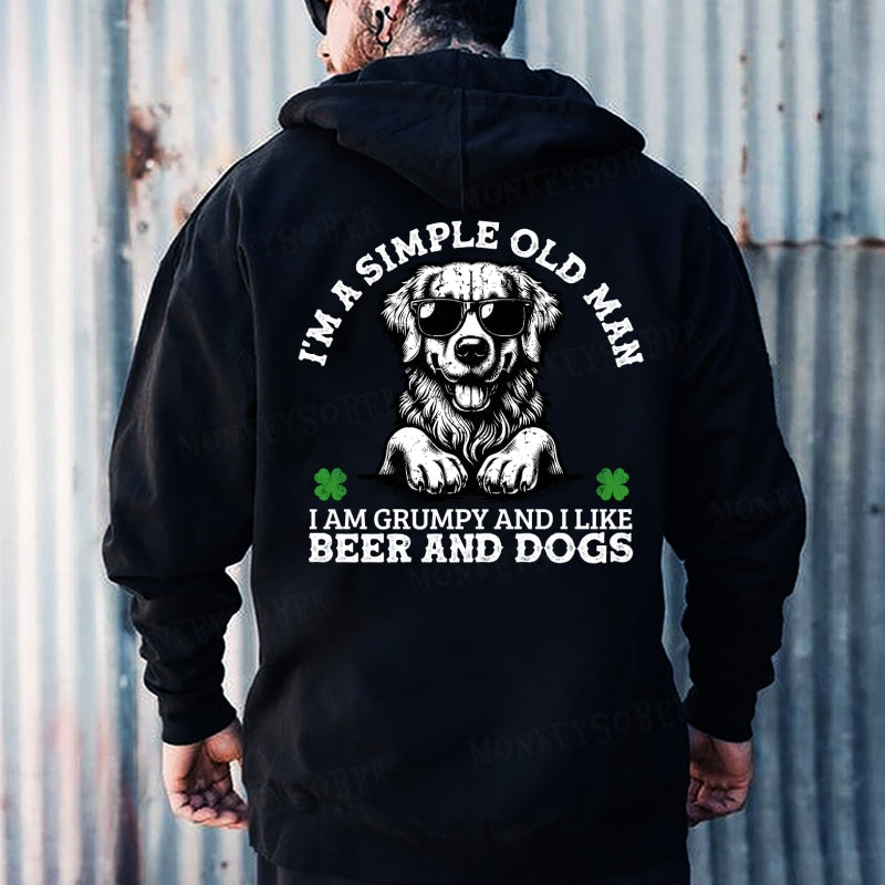 I'm A Simple Old Man I Am Grumpy And I Like Beer And Dogs Hoodies