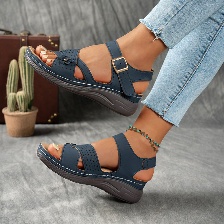 Women's Floral Wedge Sandals– Lightweight Summer  Walking Sandals