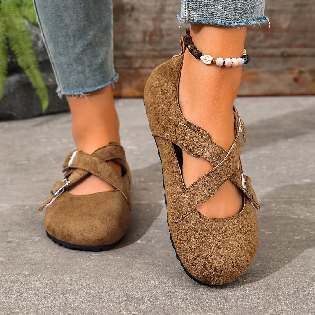 Women's Vintage Cross-Strap Comfort Flats