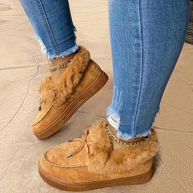 Women's Cozy Winter Ankle Boots – Warm Plush-Lined Slip-On Snow Boots