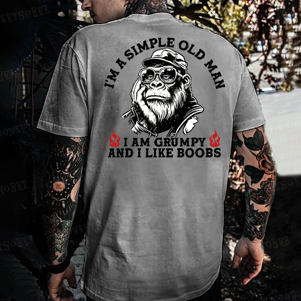 I'm A Simple Old Man I Am Grumpy And I Like Boobs Monkey T-shirt
