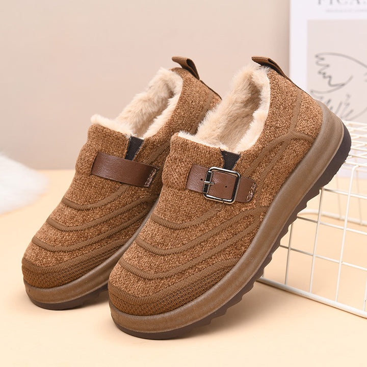 Women's Warm Slip-On Winter Shoes – Anti-Slip Comfort Walking Loafers with Soft Fleece Lining