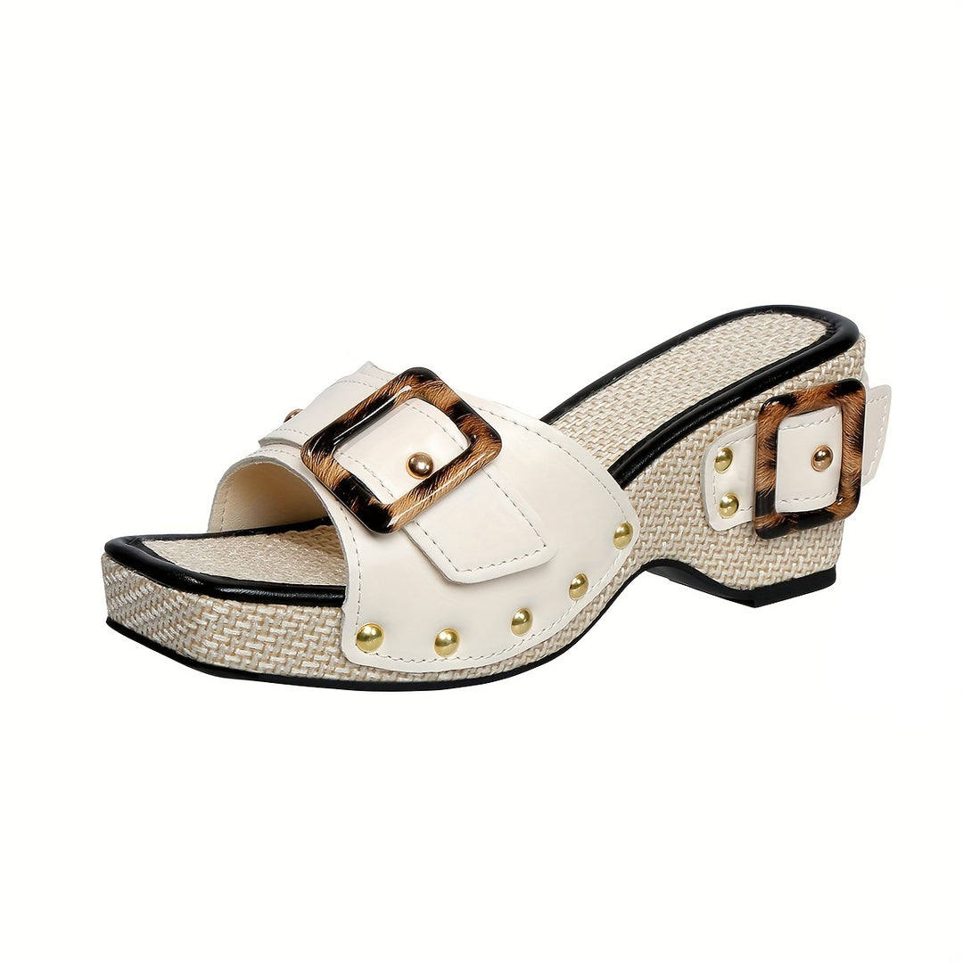 Women's Platform Sandals – Comfortable Summer Shoes with Rivet Detail