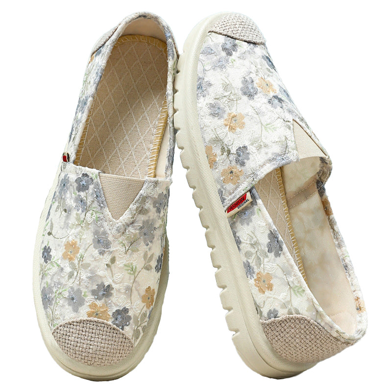 Breathable Floral Walking Shoes – Soft & Comfortable Everyday Flats