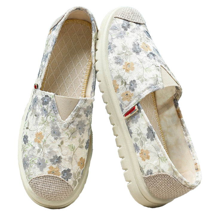 Breathable Floral Walking Shoes – Soft & Comfortable Everyday Flats