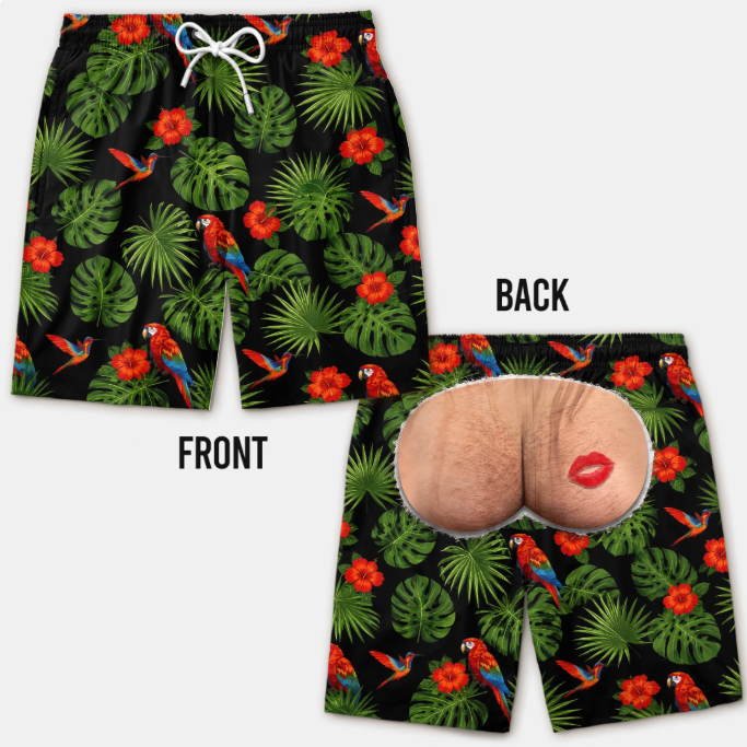 Custom Funny Men Swim Trunks - Personalized Birthday Gifts For Husband, Son, Grandson, Brother, Grandpa, Dad, Yourself - Rear View Approved