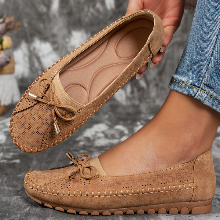 Women's Classic Solid-Color Bow Loafers – Comfortable Flat Shoes for Everyday Wear