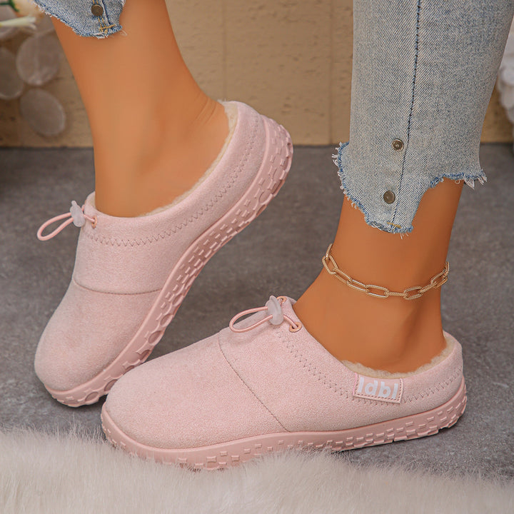 Women's Warm Plush-Lined Mules – Comfortable Non-Slip Shoes for Fall & Winter