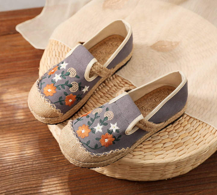 Women's Summer Linen Flats with Floral Embroidery – Breathable & Comfortable-✈️Buy 2 Free Shipping✈️