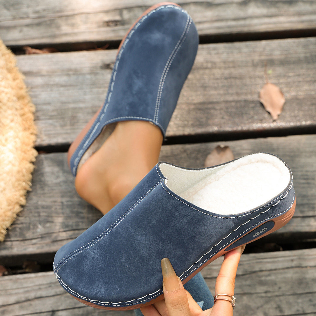 Women's Winter Comfort Mules – Warm Plush-Lined Shoes with a Supportive Non-Slip Sole