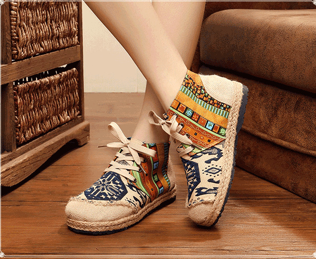 2025 New Bohemian Cotton-Linen Boots for Women