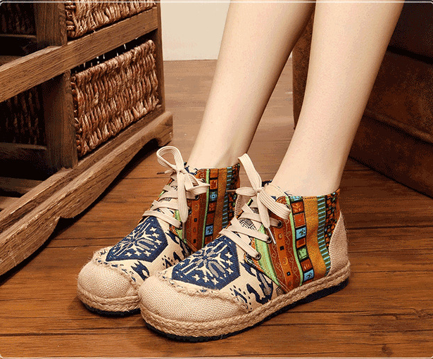2025 New Bohemian Cotton-Linen Boots for Women