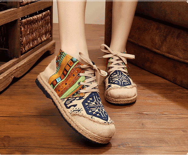 2025 New Bohemian Cotton-Linen Boots for Women