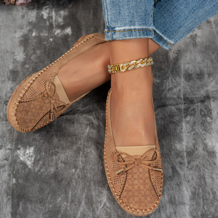 Women's Classic Solid-Color Bow Loafers – Comfortable Flat Shoes for Everyday Wear