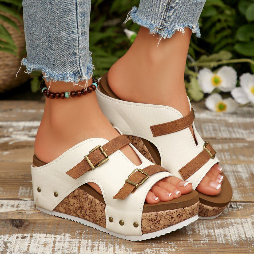 Women's Retro Wedge Sandals – Comfortable Buckle Summer Slides
