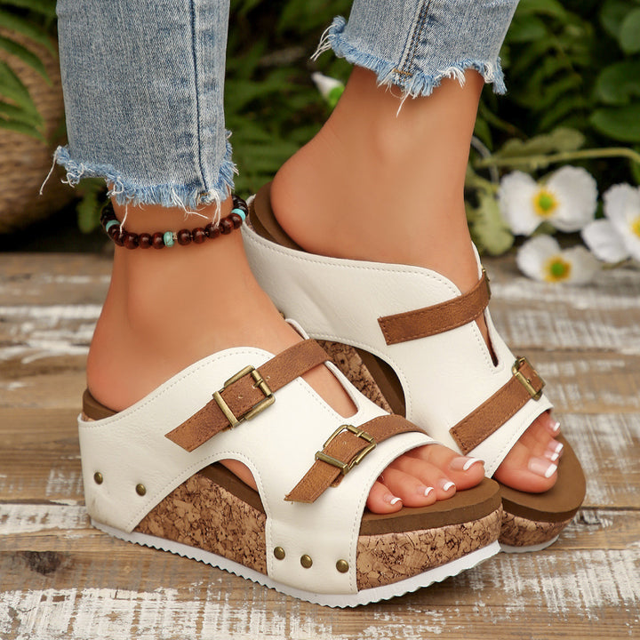 Women's Retro Wedge Sandals – Comfortable Buckle Summer Slides