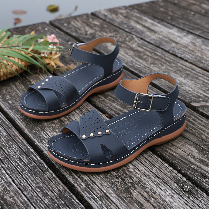 Women's Vintage Comfort Sandals – Adjustable Ankle Strap Walking Shoes
