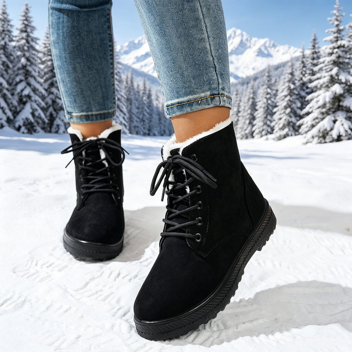 Women's Warm Lace-Up Boots – Lightweight Non-Slip Outdoor Winter Shoes