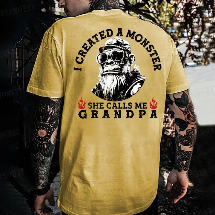 I Created A Monster She Calls Me Grandpa Monkey T-shirt