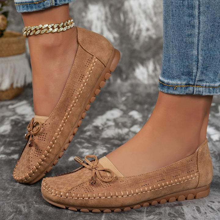 Women's Classic Solid-Color Bow Loafers – Comfortable Flat Shoes for Everyday Wear