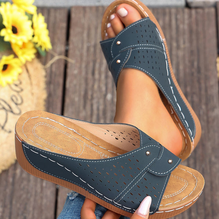 Women's Wedge Slide Sandals – Comfortable Breathable Slip-On Summer Shoes