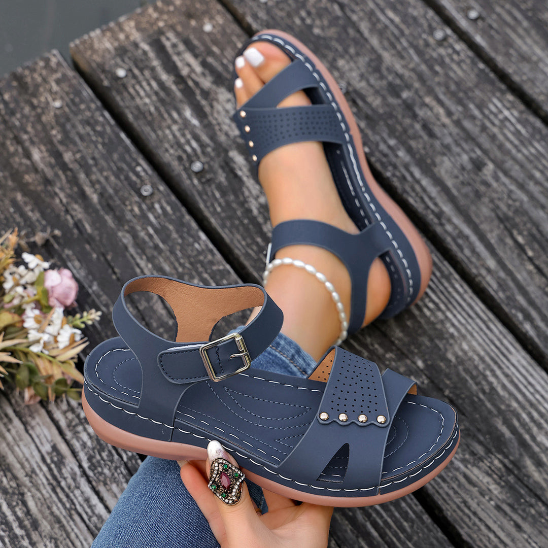 Women's Vintage Comfort Sandals – Adjustable Ankle Strap Walking Shoes