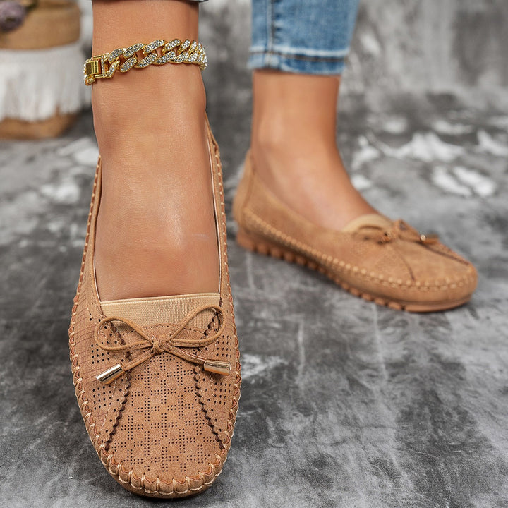 Women's Classic Solid-Color Bow Loafers – Comfortable Flat Shoes for Everyday Wear