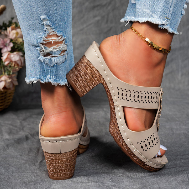 Elegant Rhinestone Comfort Heeled Sandals