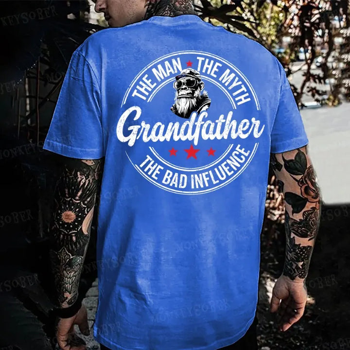 Grandfather The Man The Myth The Bad Influence Monkey T-shirt